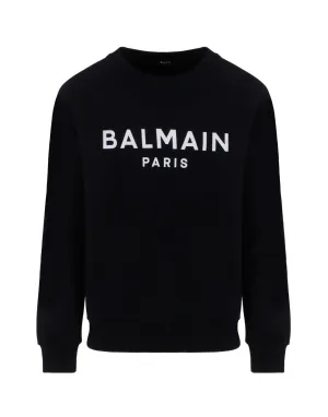 Balmain Logo Printed Jersey Fleece Sweatshirt
