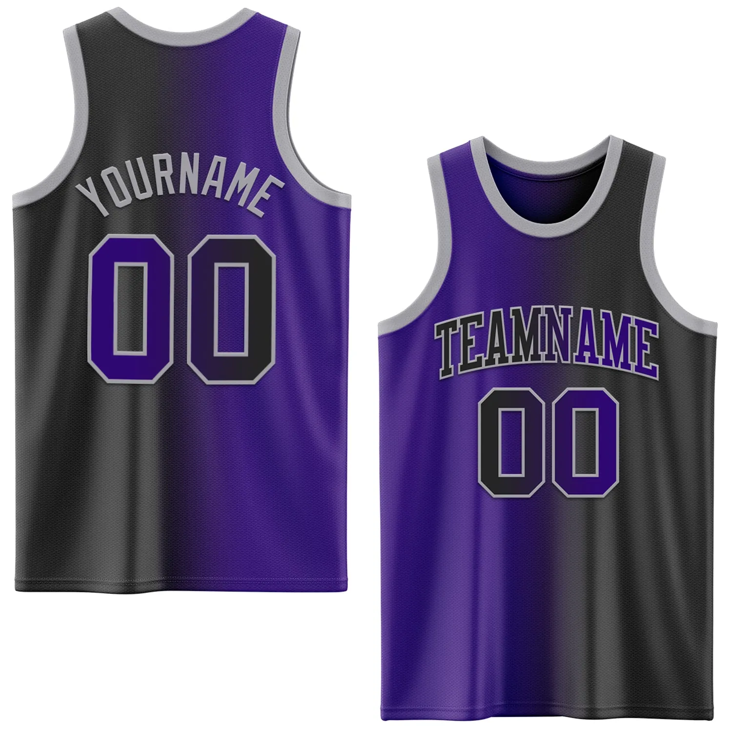 Custom Black Purple-Gray Authentic Gradient Fashion Basketball Jersey
