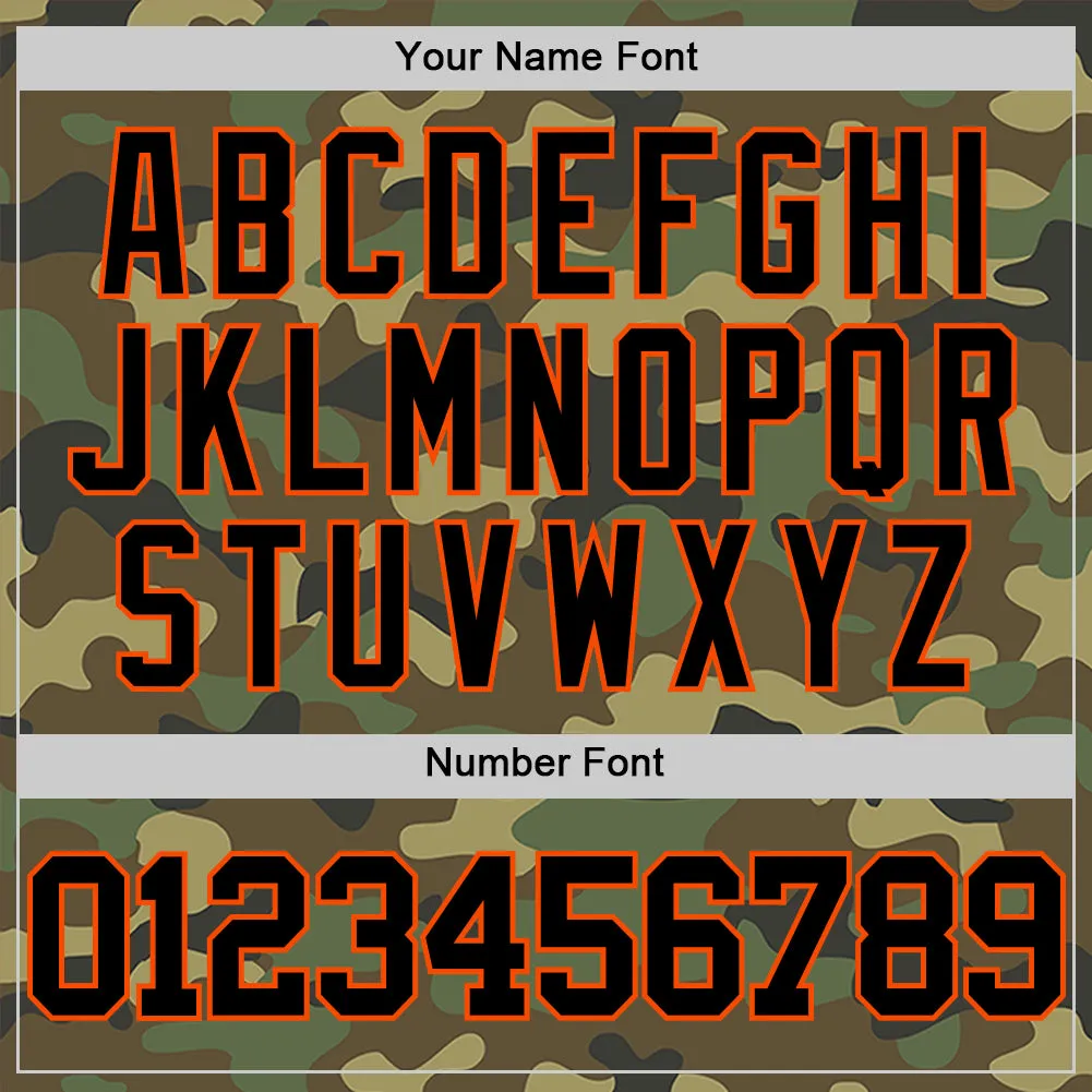 Custom Camo Black-Orange Authentic Salute To Service Basketball Jersey