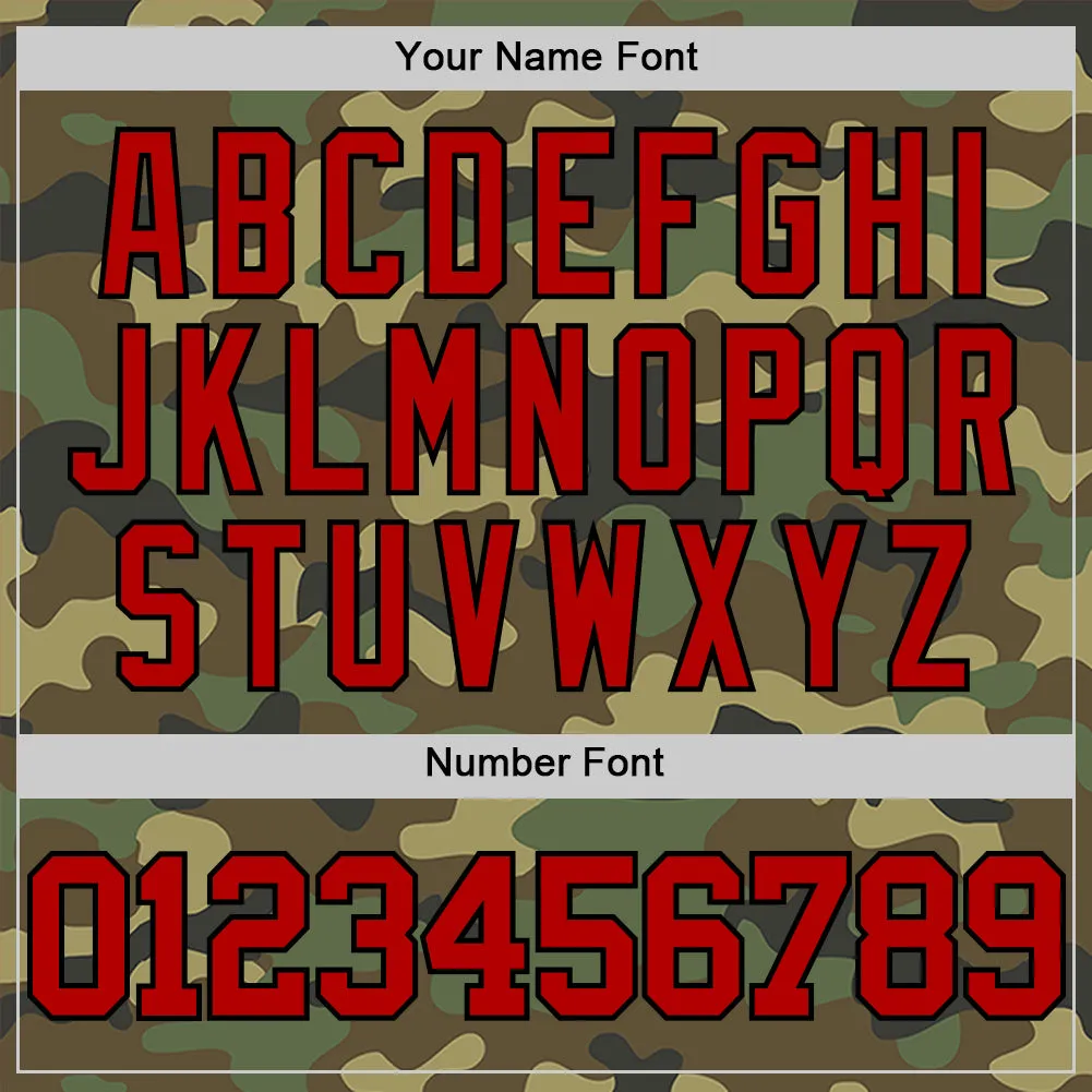 Custom Camo Red-Black Authentic Salute To Service Basketball Jersey