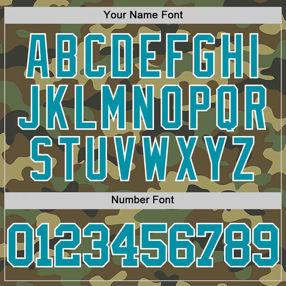 Custom Camo Teal-White Authentic Salute To Service Basketball Jersey