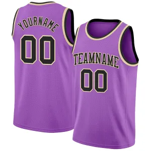 Custom Medium Purple Black-Cream Authentic Basketball Jersey