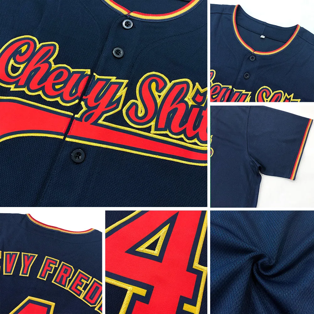 Custom Navy Navy-Red Authentic Baseball Jersey