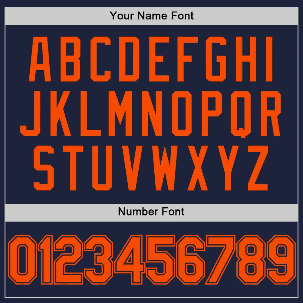 Custom Navy Orange Authentic Throwback Basketball Jersey