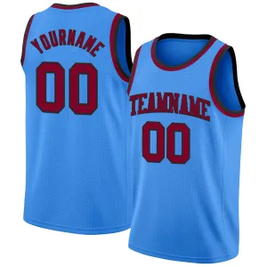 Custom Powder Blue Maroon-Black Authentic Basketball Jersey