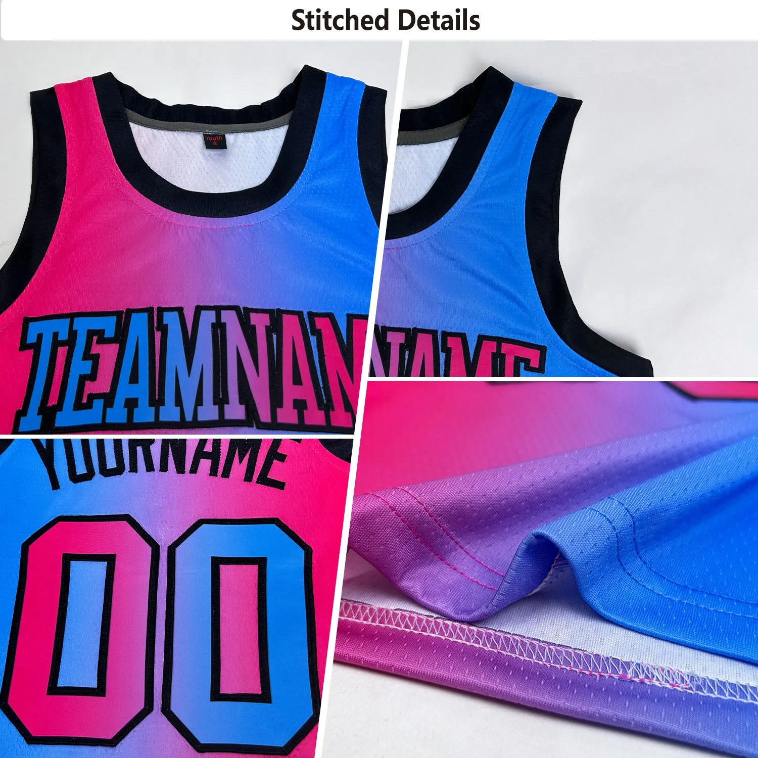 Custom Purple Aqua-Black Authentic Gradient Fashion Basketball Jersey