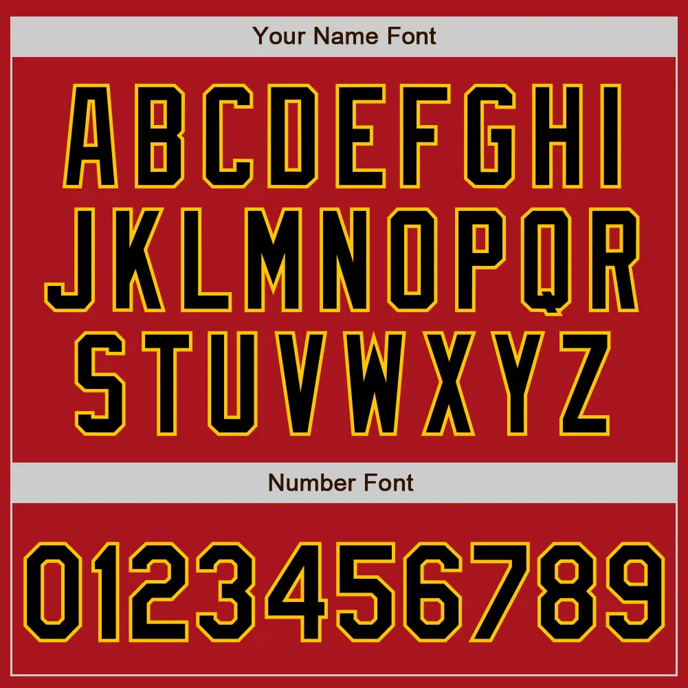 Custom Red Black-Gold Authentic Baseball Jersey