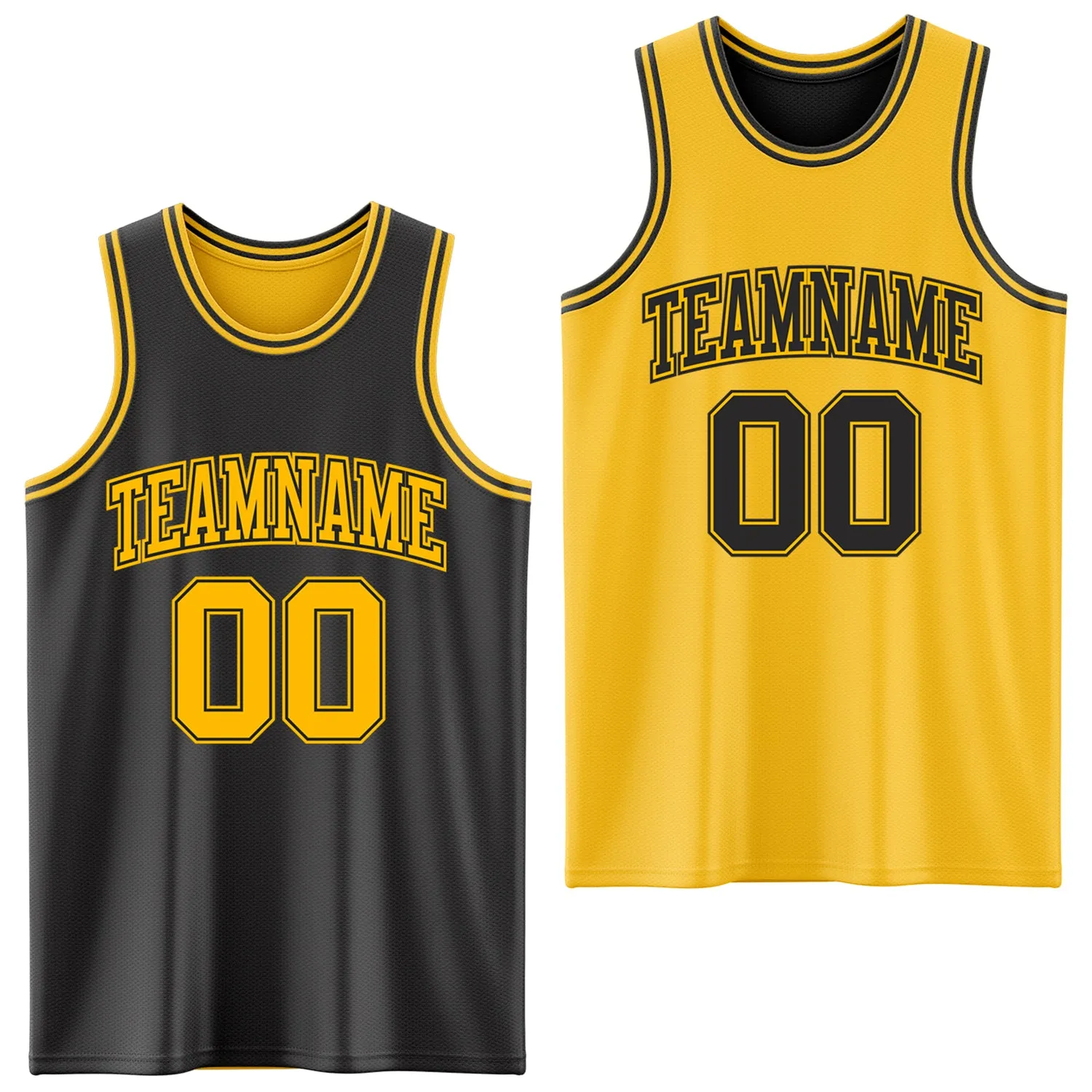 Custom Reversible Black Gold Double Side Basketball Jersey