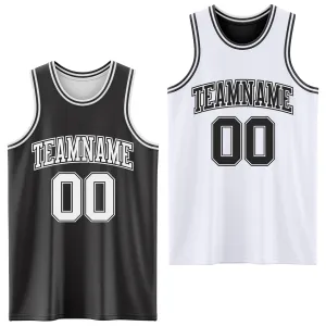 Custom Reversible Black White Double Side Basketball Jersey