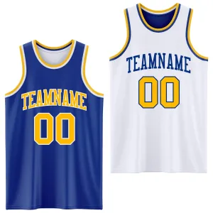 Custom Royal Gold-White Reversible Double Side Basketball Jersey