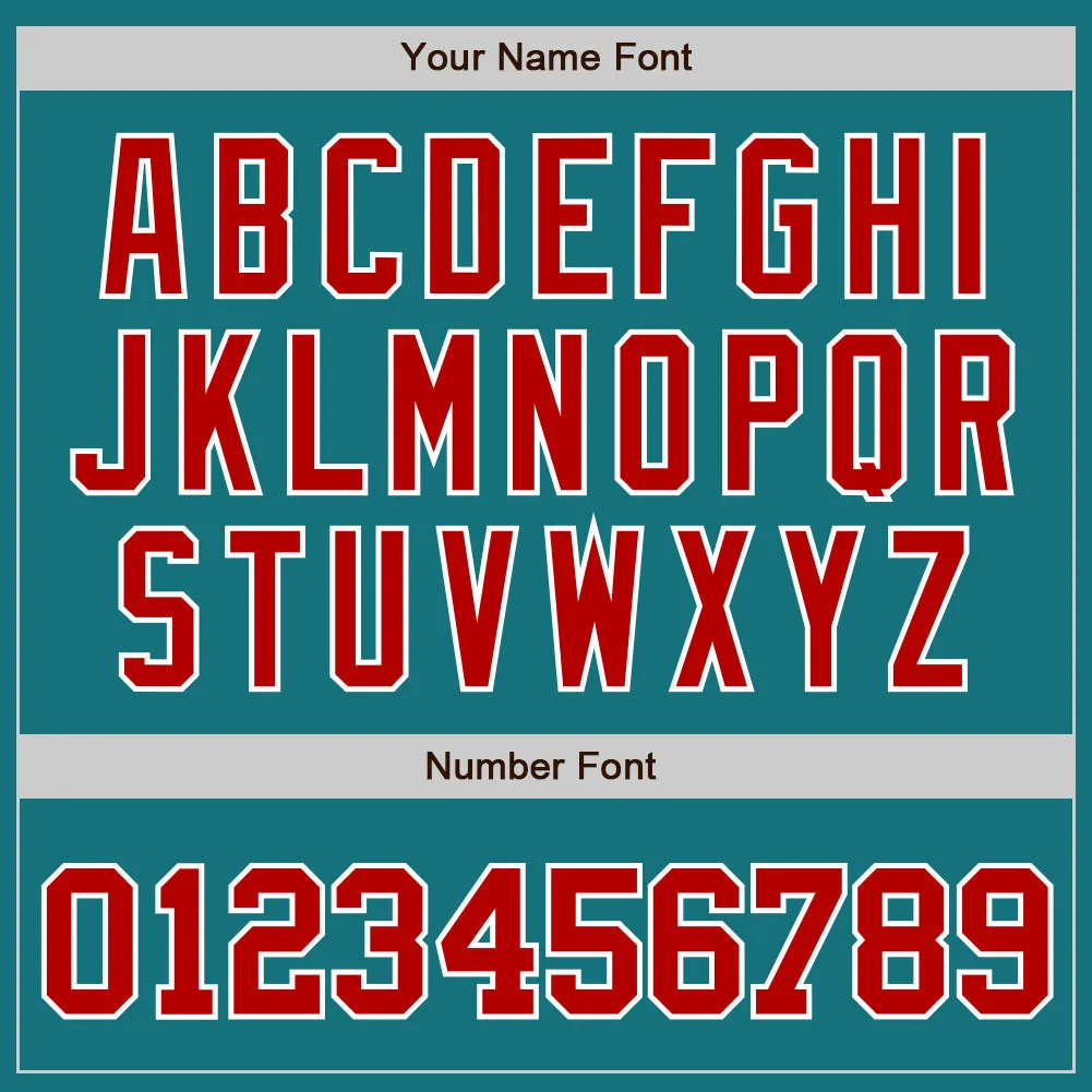 Custom Teal Red-White Authentic Baseball Jersey