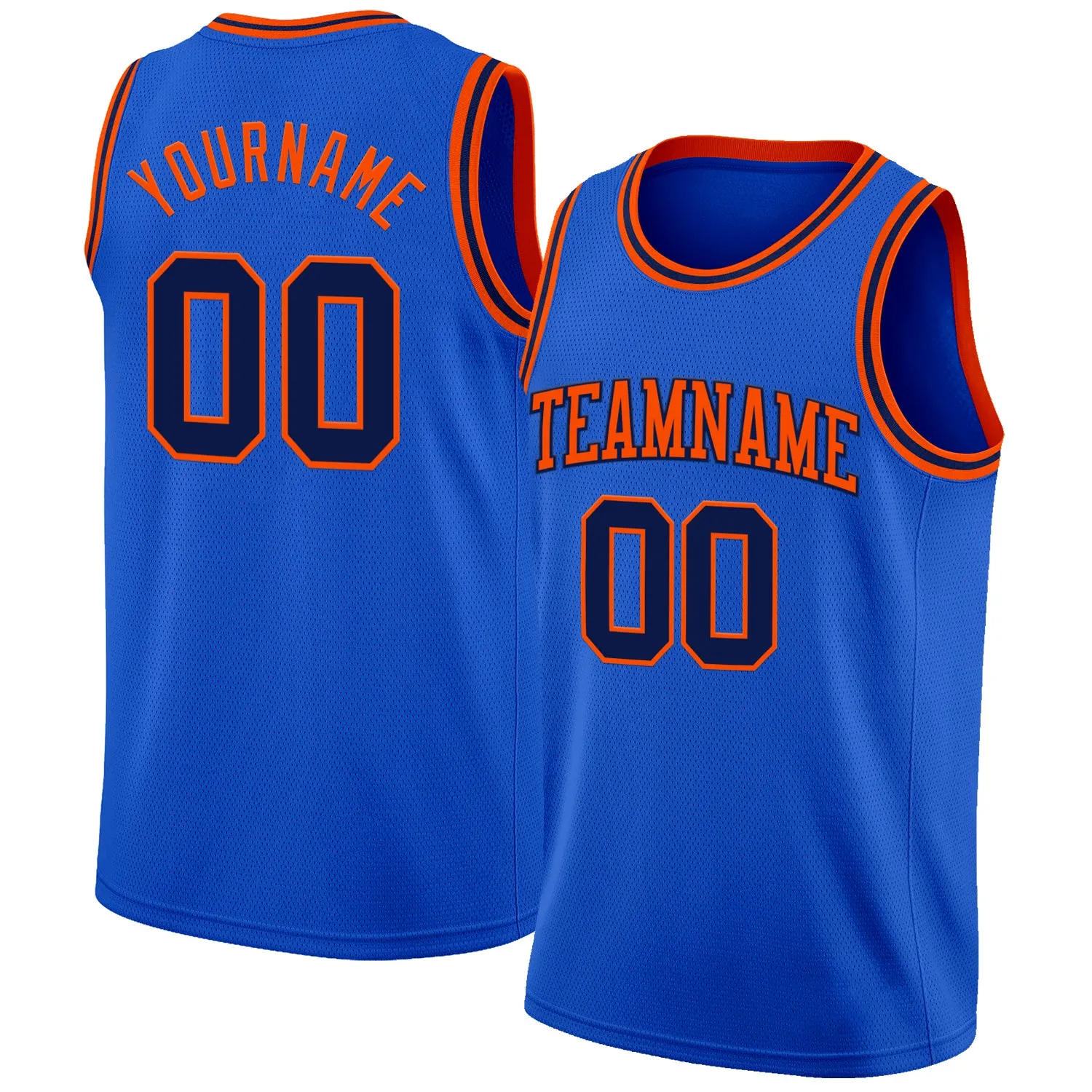 Custom Thunder Blue Navy-Orange Authentic Basketball Jersey
