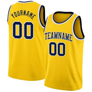 Custom Yellow Navy-White Authentic Basketball Jersey