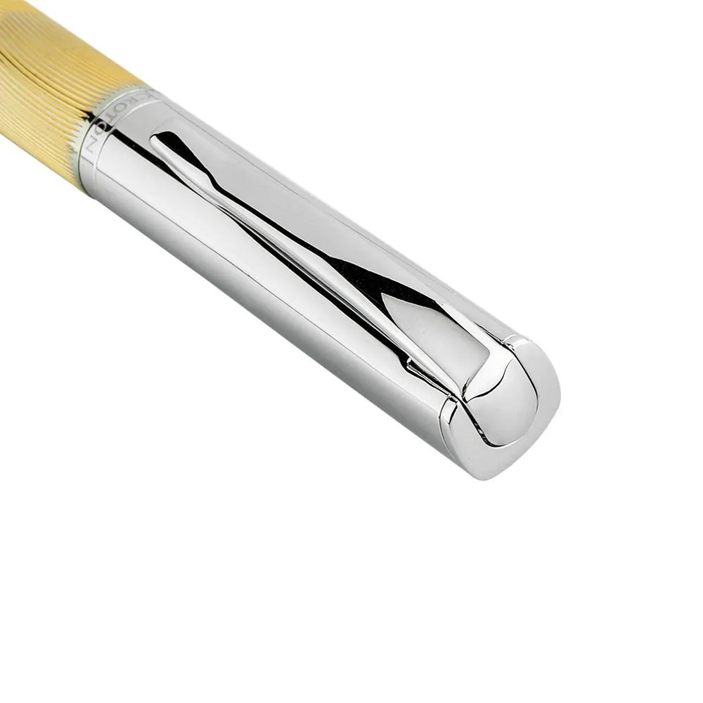 Goldtone Ballpen with Carved Lines and Painted Oil