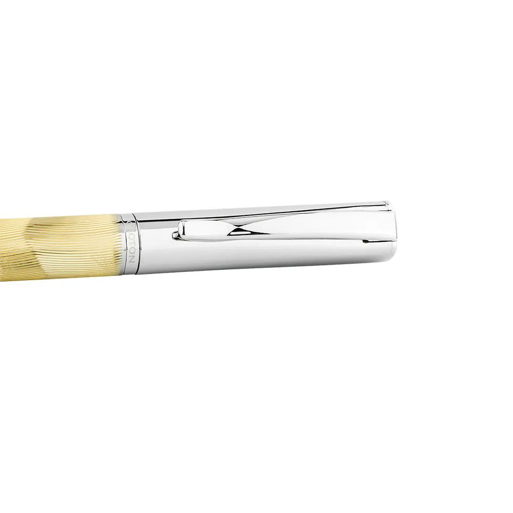 Goldtone Ballpen with Carved Lines and Painted Oil