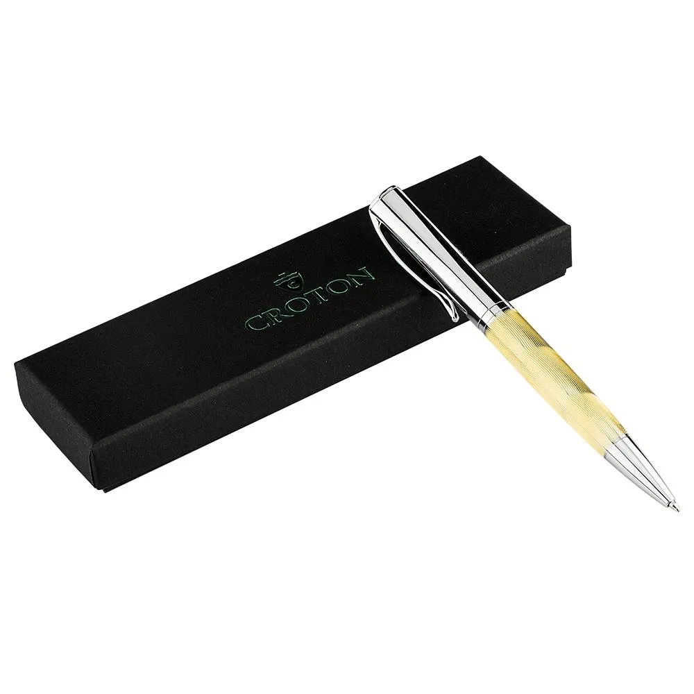Goldtone Ballpen with Carved Lines and Painted Oil