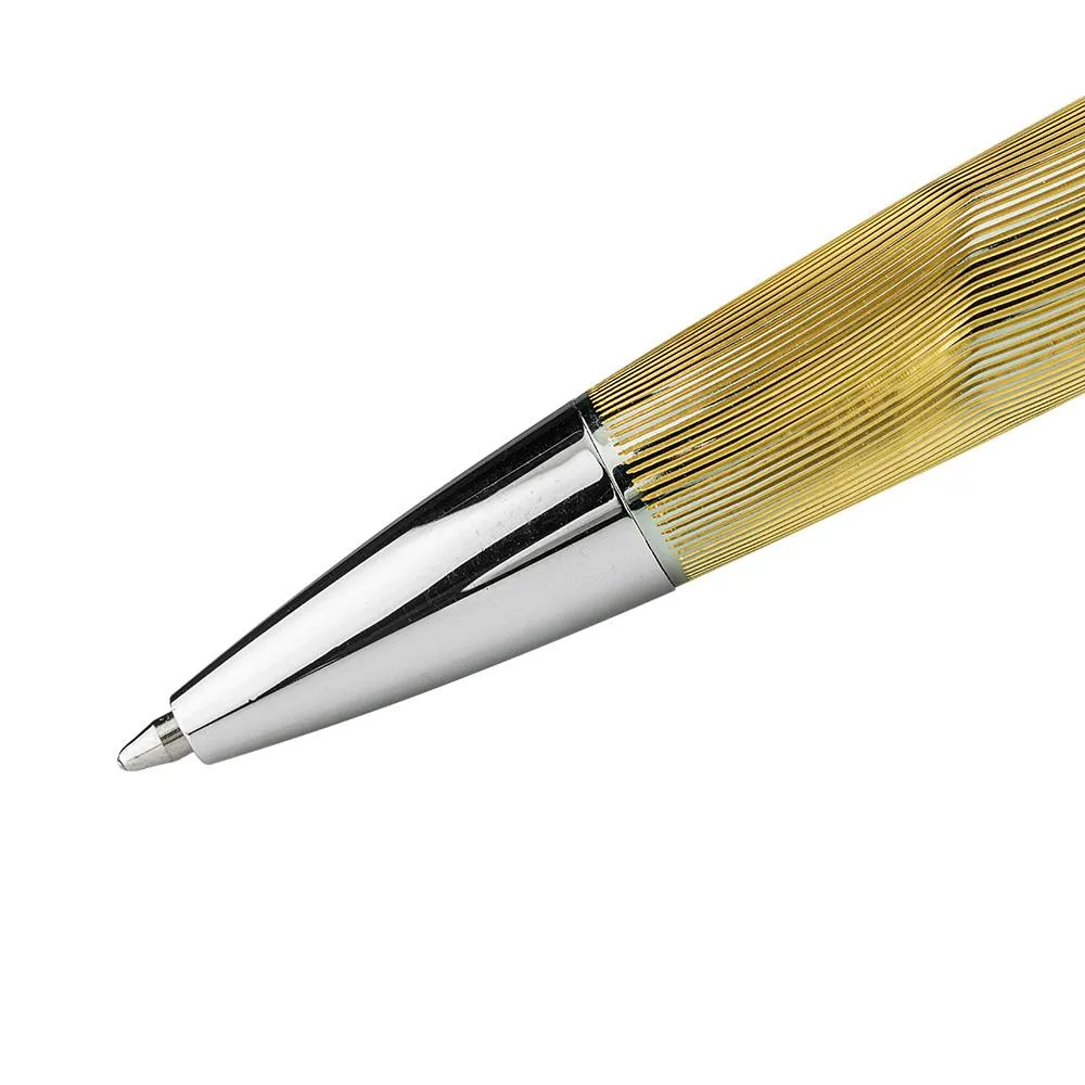 Goldtone Ballpen with Carved Lines and Painted Oil
