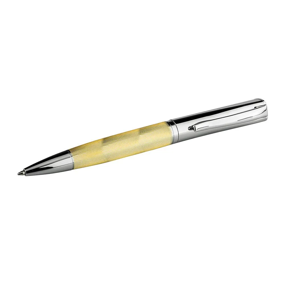 Goldtone Ballpen with Carved Lines and Painted Oil
