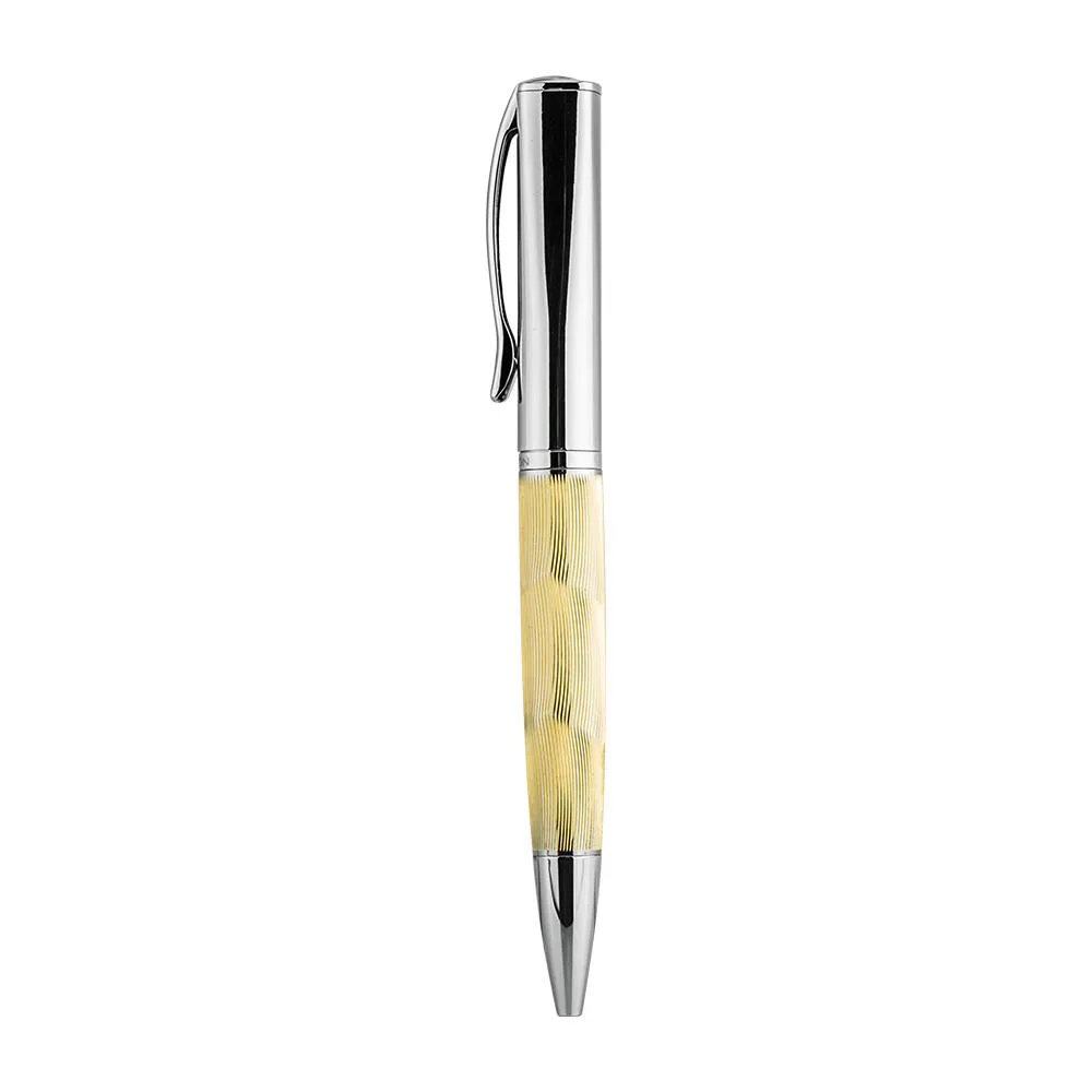 Goldtone Ballpen with Carved Lines and Painted Oil