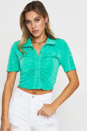 Green Slinky Top Short Sleeve