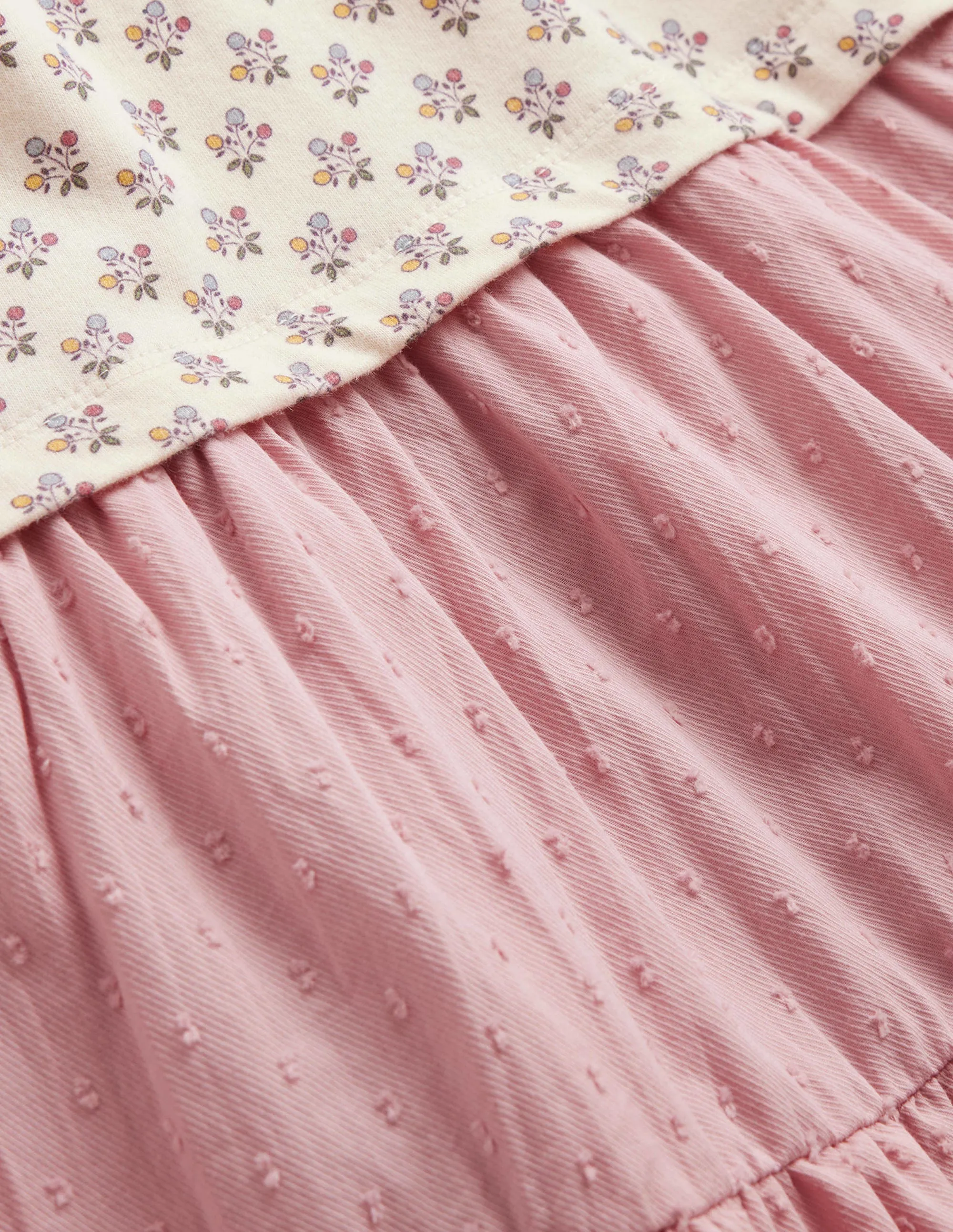 Jersey Woven Mix Dress-Almond Pink