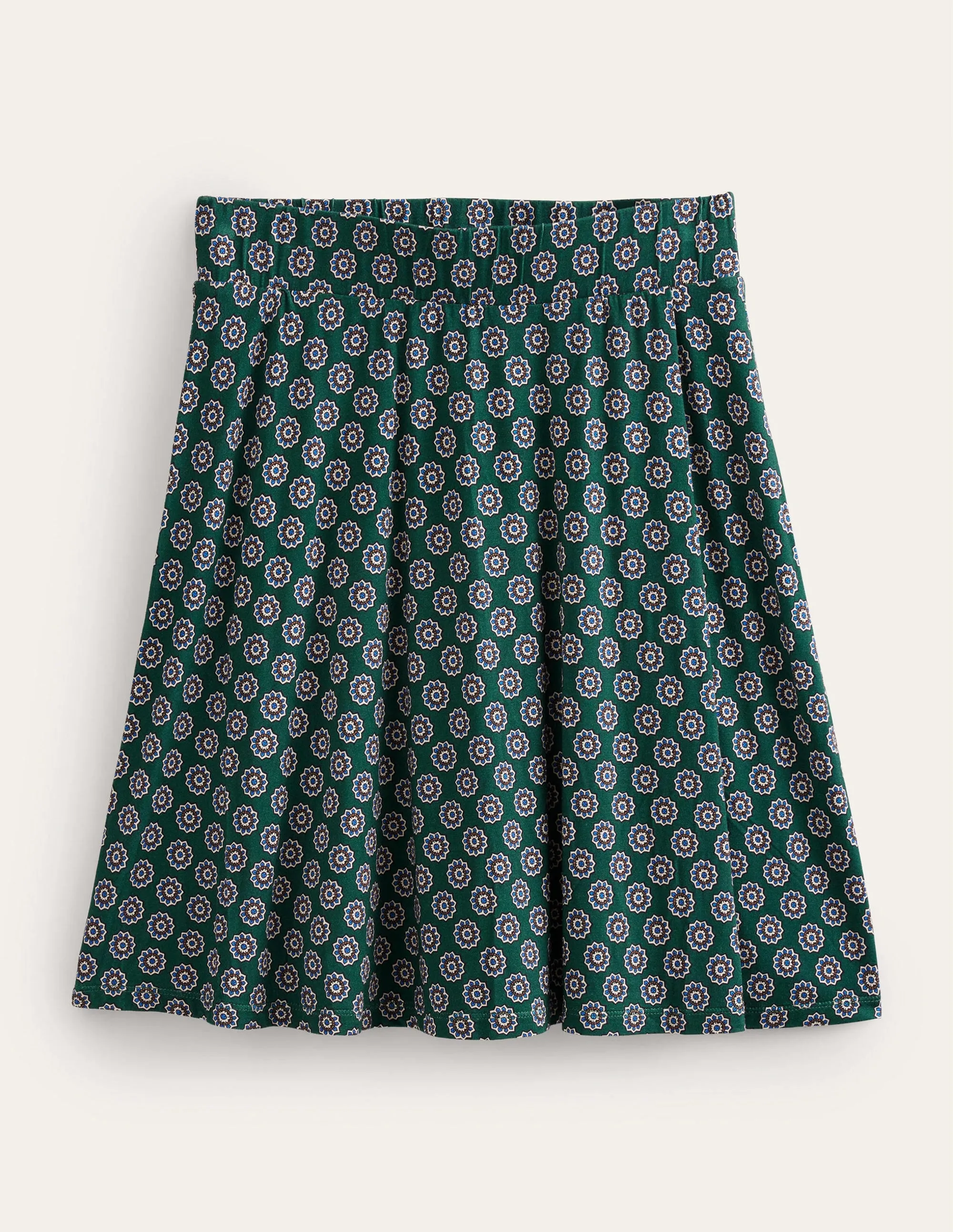 Jersey Wrap Mini Skirt-Green, Sunflower Geo