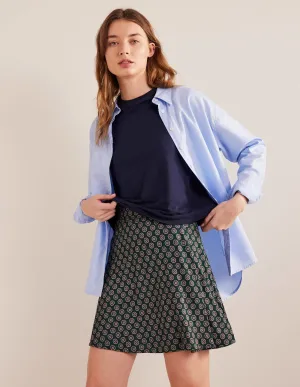 Jersey Wrap Mini Skirt-Green, Sunflower Geo