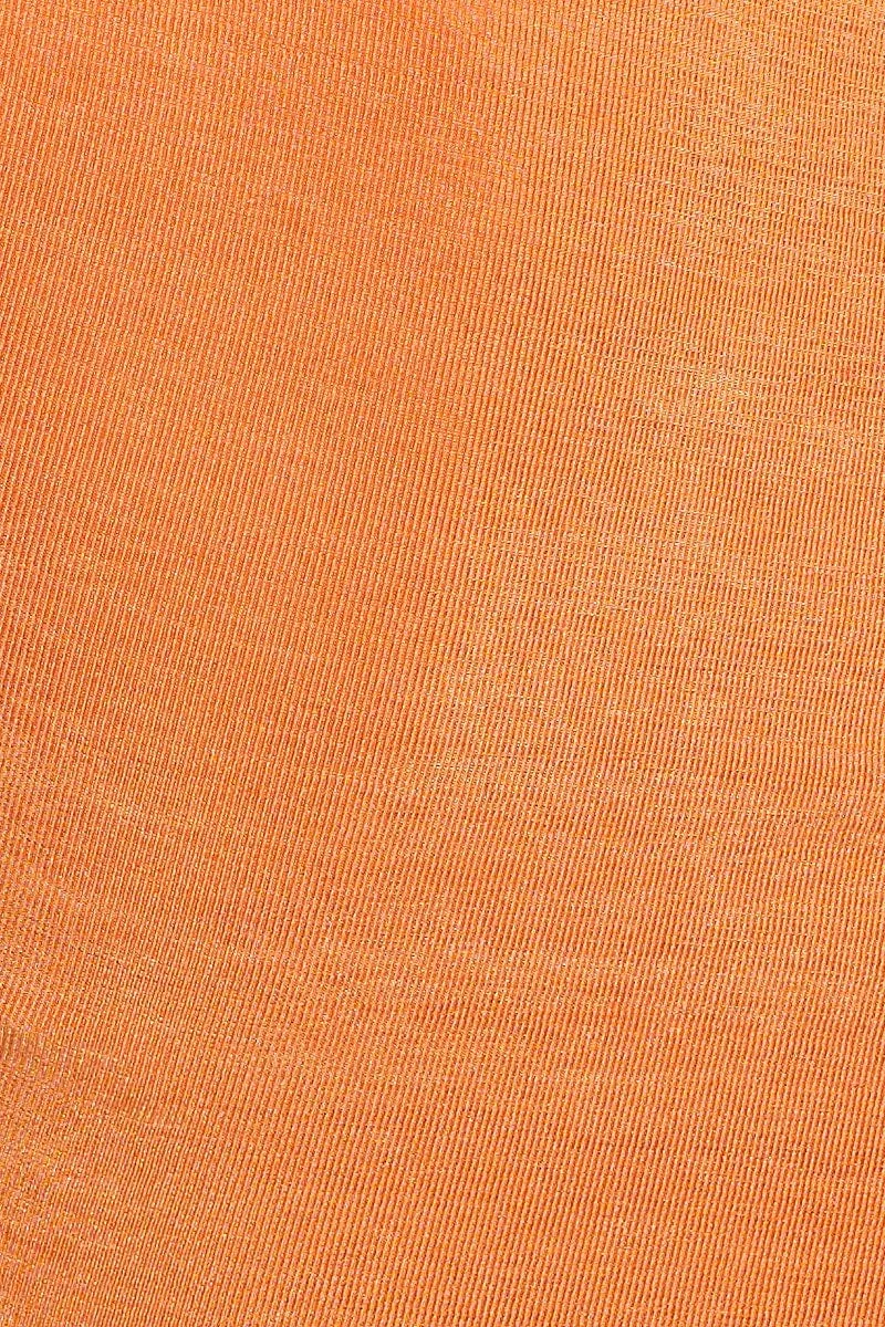 Orange Crop Top Short Sleeve Halter