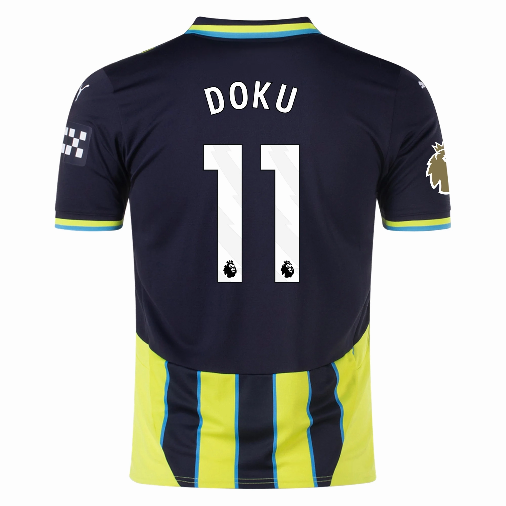 Puma Manchester City Jérémy Doku Away Jersey w/ EPL   Club World Cup Patch 24/25 (New Navy/Yellow Glow)