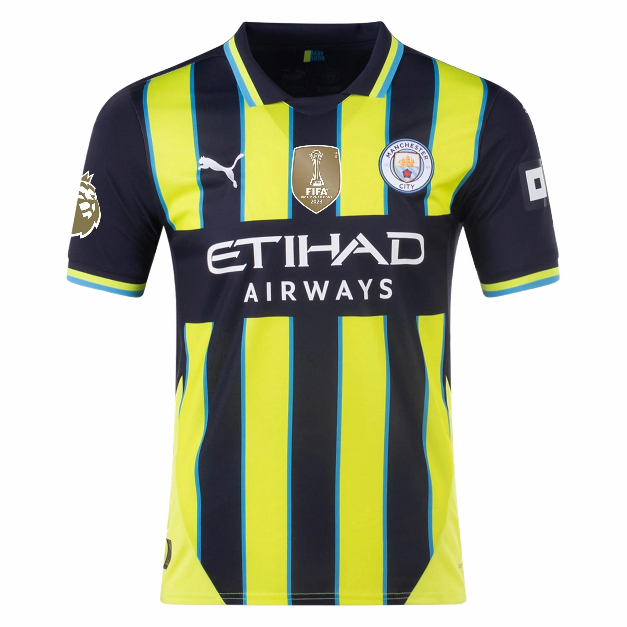 Puma Manchester City Jérémy Doku Away Jersey w/ EPL   Club World Cup Patch 24/25 (New Navy/Yellow Glow)
