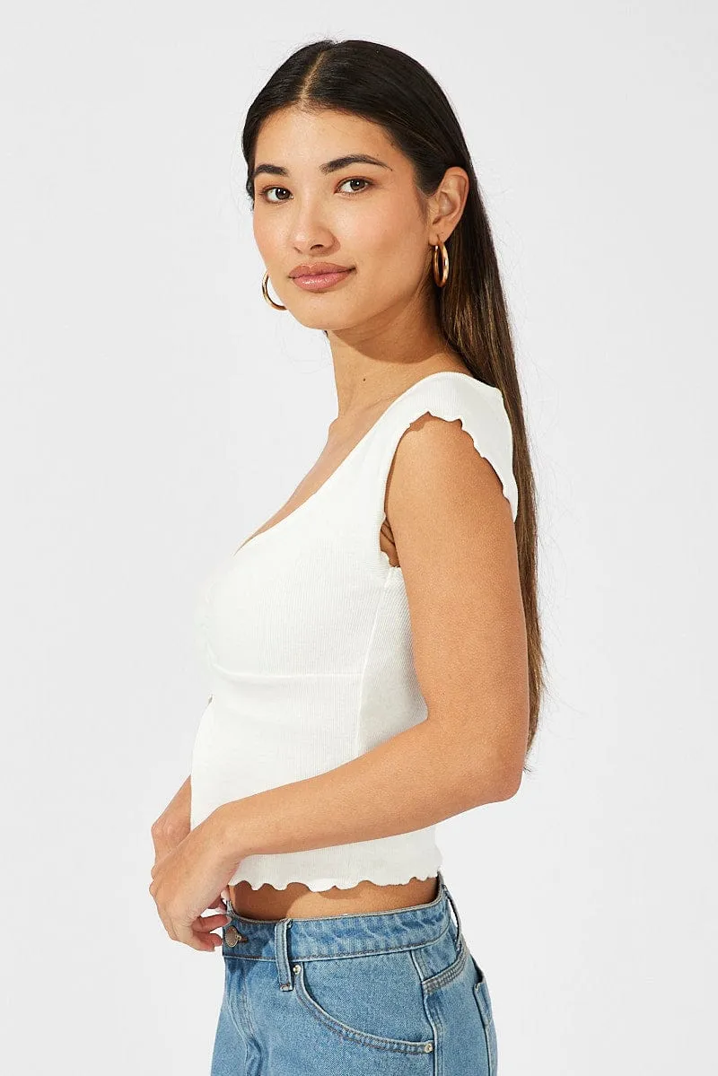 White Top Split Front Short Sleeve